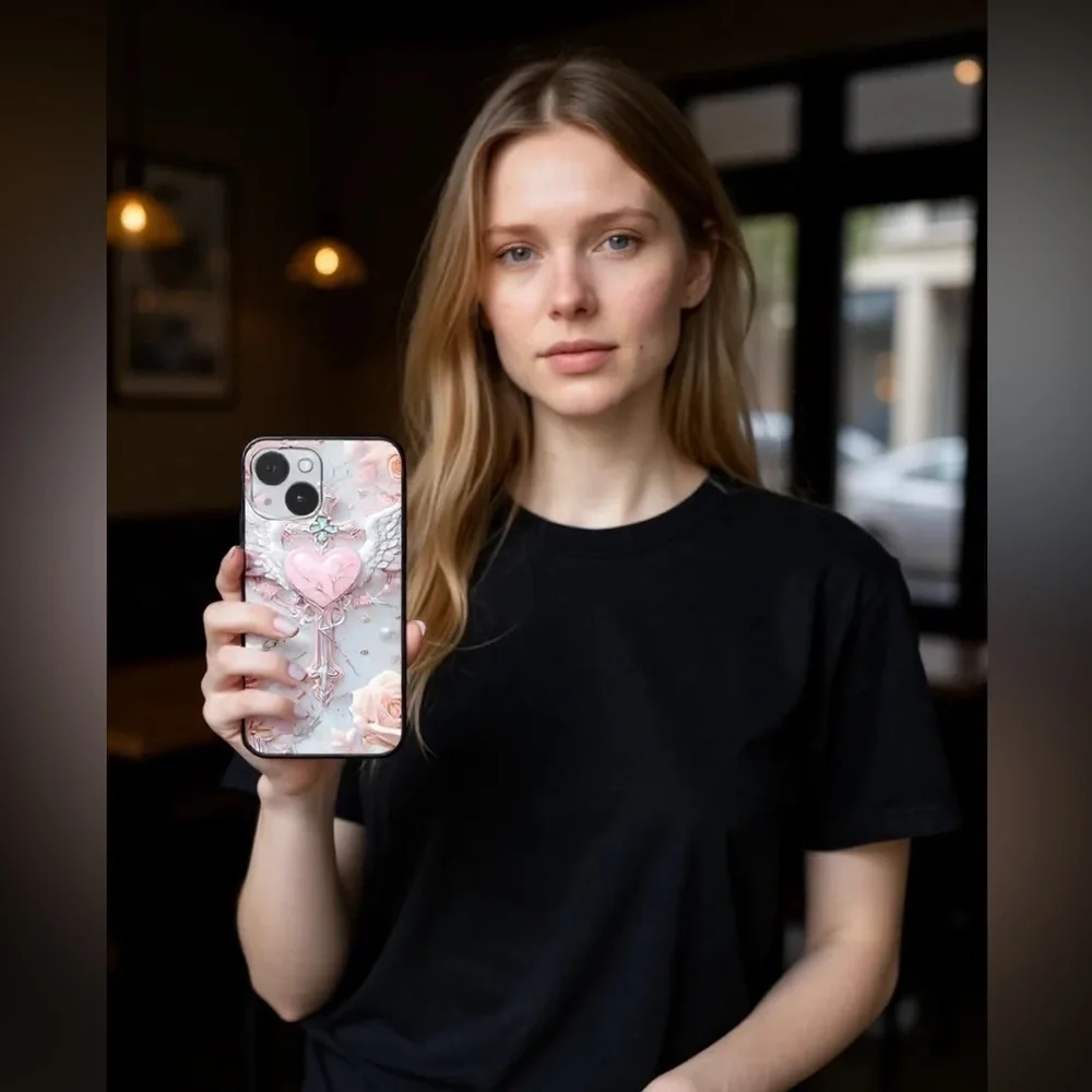 iPhone 16 Pro Max Pink Heart Phone Case